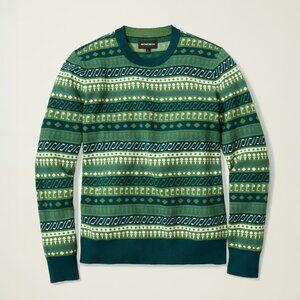 NWT $139 BONOBOS Green Golf Cotton Cashmere Crewneck Fair Isle Sweater Gift XL
